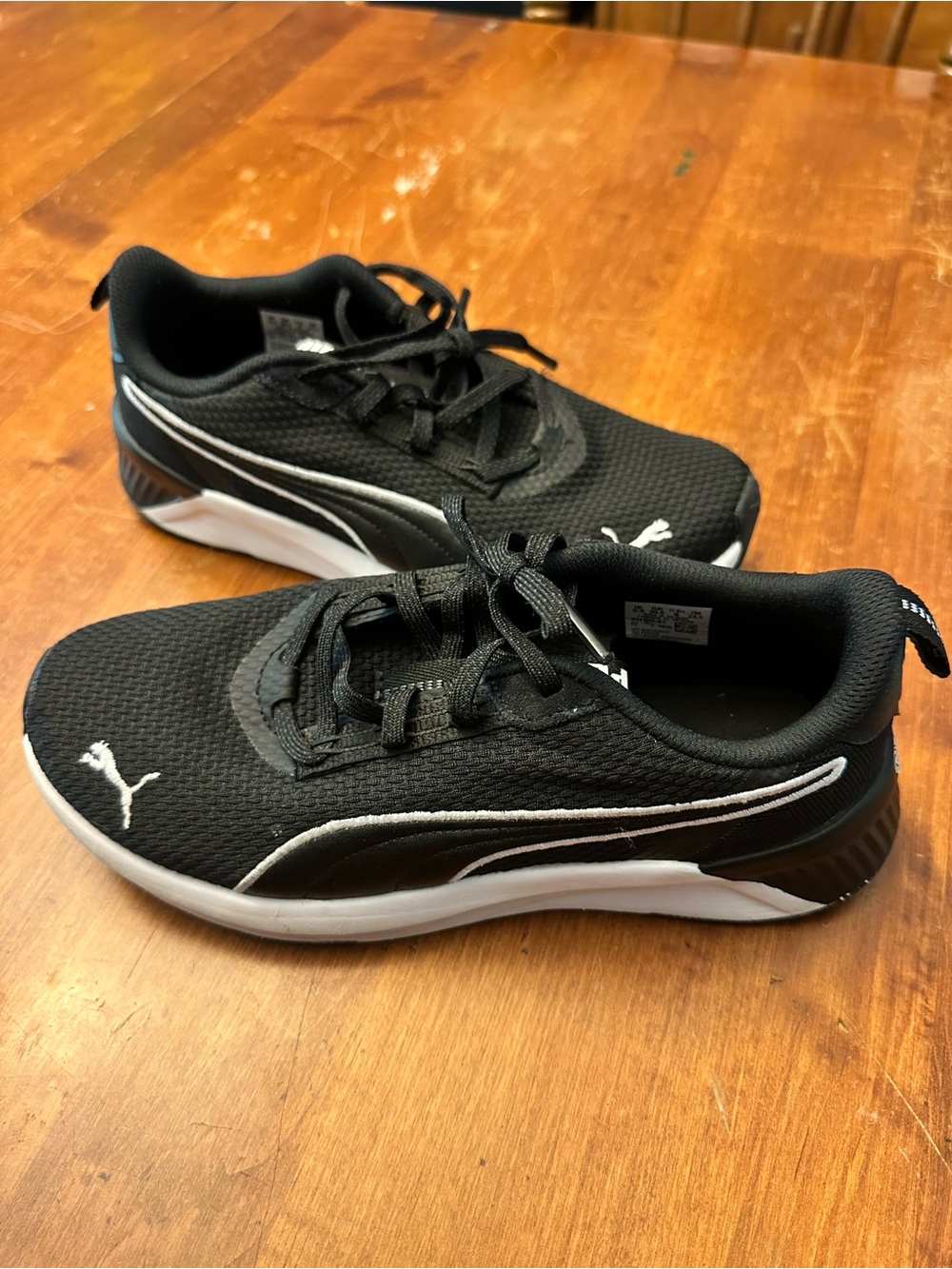 Puma Men’s Black Athletic Knit Sneakers with White Accents - Picture 2 of 4